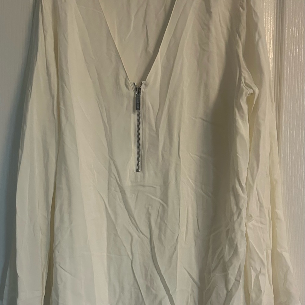 Michael Kors Cream Blouse with Zipper Detail